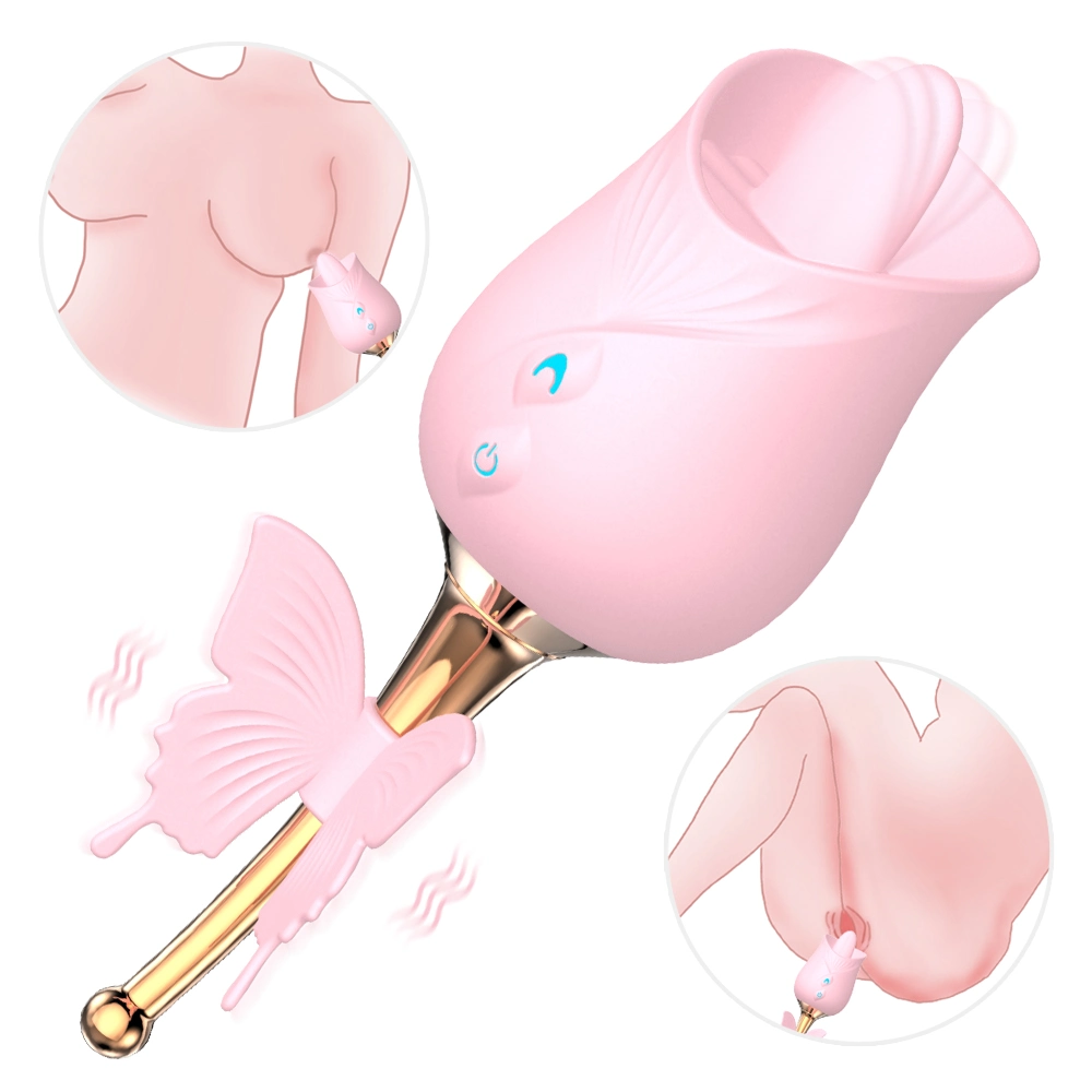 Simulated Tongue Licking Point Tidal Vibrator for Women′s Private Stimulation Massager Breast Tongue Licker Sex Products