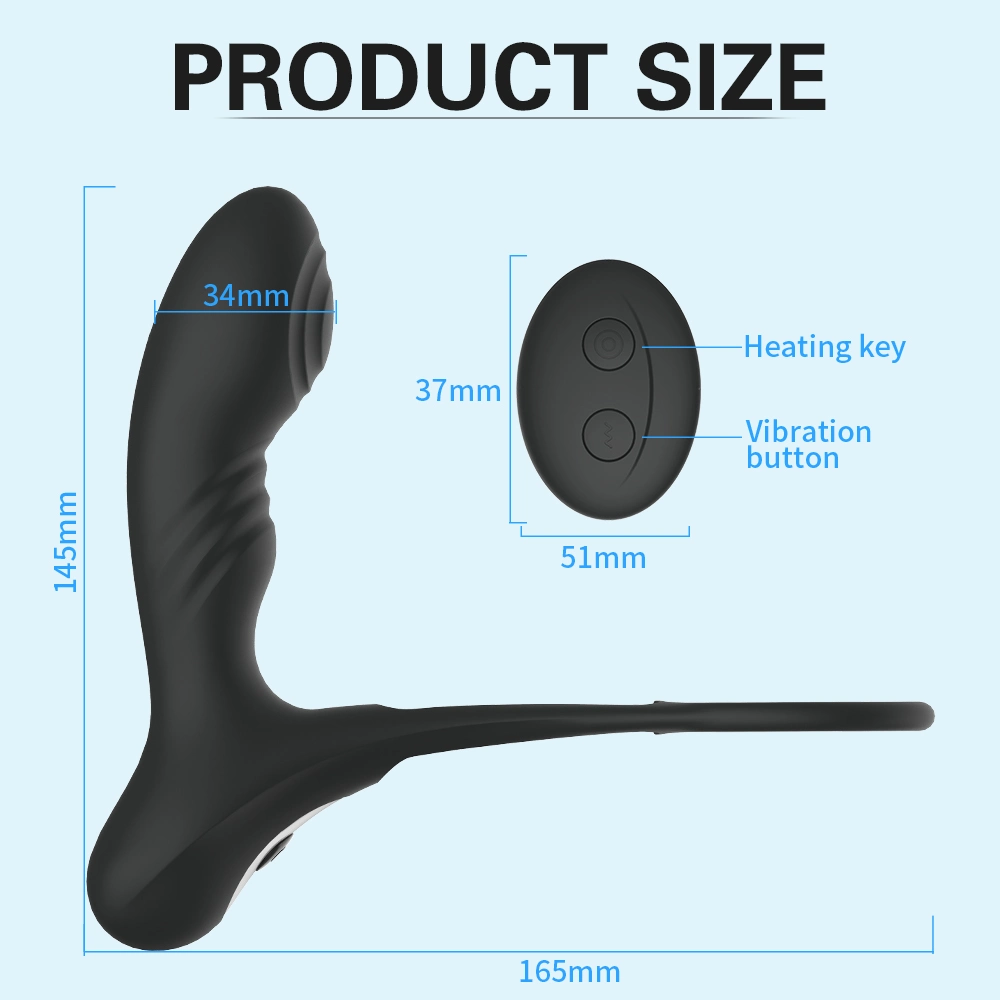 Thrusting Anal Vibrator with Thick Penis Ring Vibrating Telescopic C Dildo Shaped Anal Plug Sex Toy