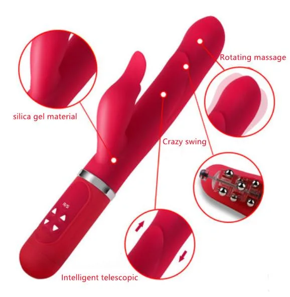 Automatic Telescopic 360 Swing Red Color Sex Women Vibrator Sex Toys